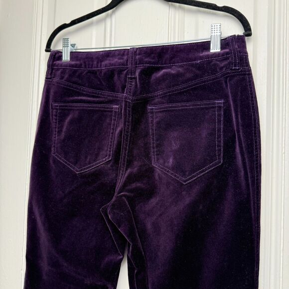 Lands End Velour Pants Womens 10 Purple Mid Rise Slim Preppy Mid-Rise Stretch - Picture 9 of 10